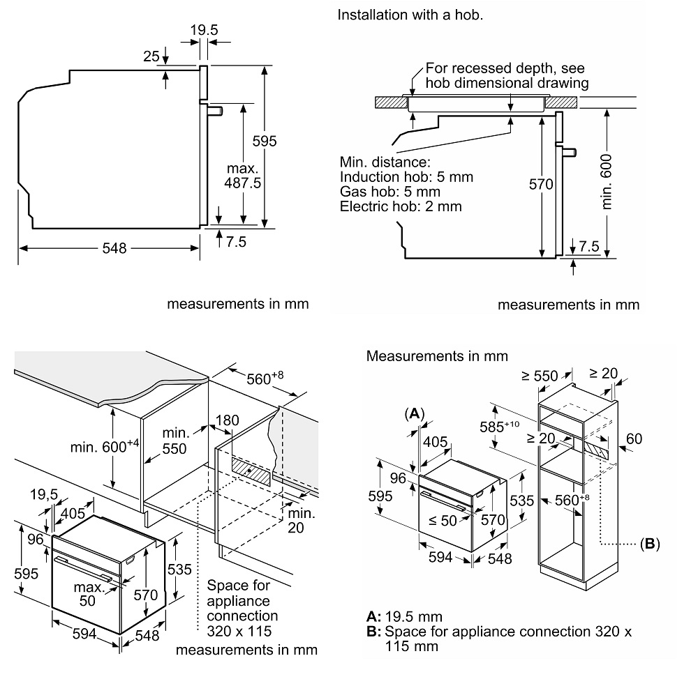 L&ograve; nướng kết hợp l&ograve; hấp BOSCH HQA514ES3 Seri 4
